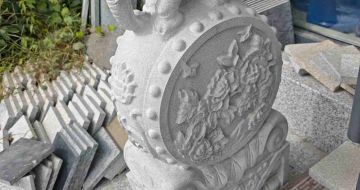 丽水芝麻白抱鼓石 庭院抱鼓石