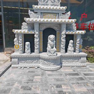 丽水芝麻白中国黑石材套墓 花岗岩墓碑